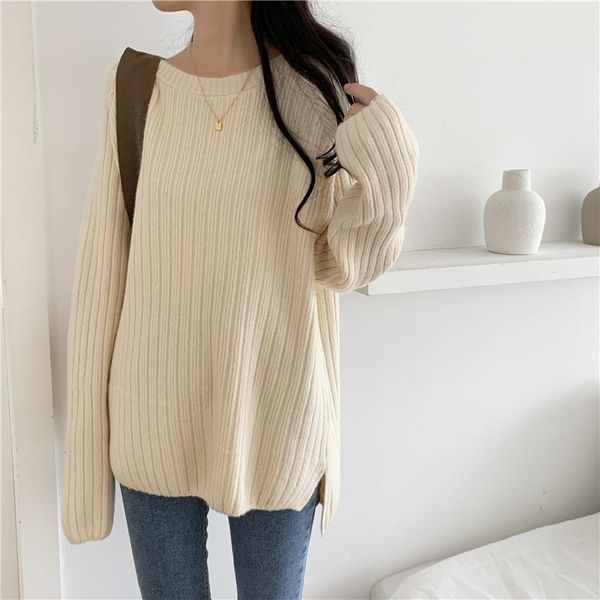 

women's sweaters sweater pullover mid-length knitted loose bottoming shirt autumn and winter wear, White;black