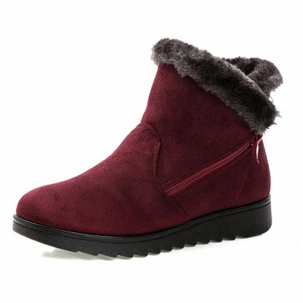 

women ankle boots winter snow women's shoes platform winter boots for women short shoes woman fashion platform botas large size #0h80, Black