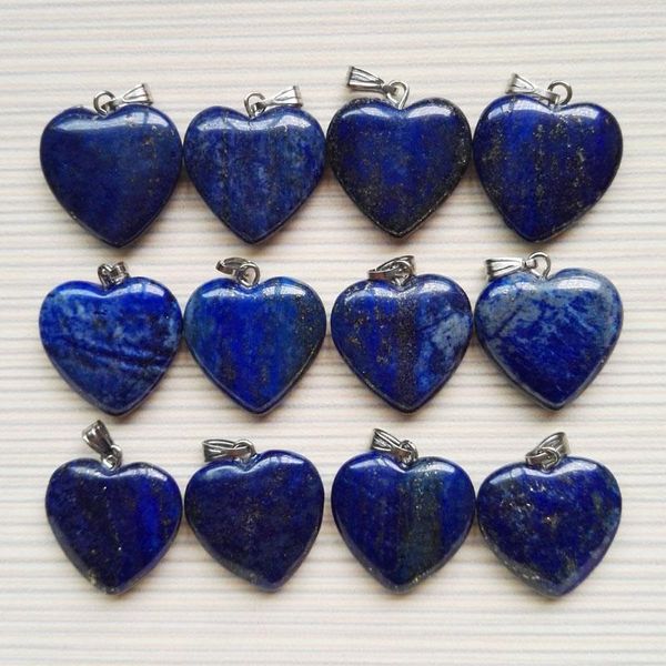 

fashion selling 20mm natural lapis lazuli love heart charms pendants for diy jewelry making 12pcs/lot wholesale1, Black