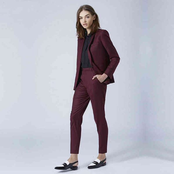 

women's two piece pants burgundy ladies pant suits women business blazer jacket+pants formal office uniform style female trouser pantsu, White