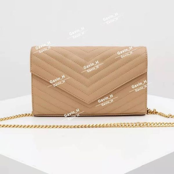 

women genuine leather handbags flap bag designer female cowhide shoulder bag lady gold chain crossbody bag 22.5cm wallet
