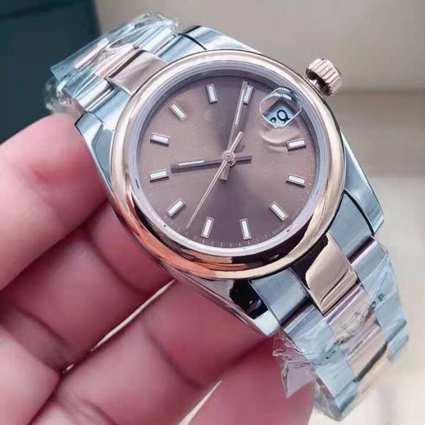 

31mm sapphire fashions women womens watch watches 2813 self winding automatic watches movement mechanical stainless steel date wristwatches, Slivery;brown