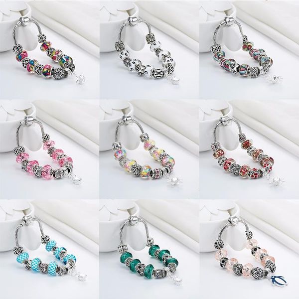 

cxwind fashion dog footprint flower murano glass&crystal european charm beads fits diy style heart charms bracelets for women1, Golden;silver