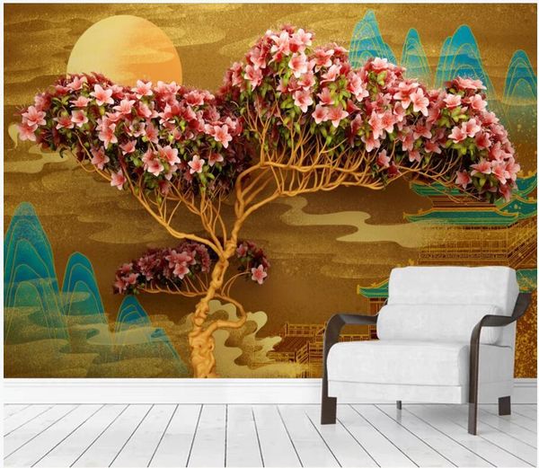 

wallpapers 3d wallpaper custom po chinese architecture flowers vegetation landscape home decor wall mural for walls 3 d