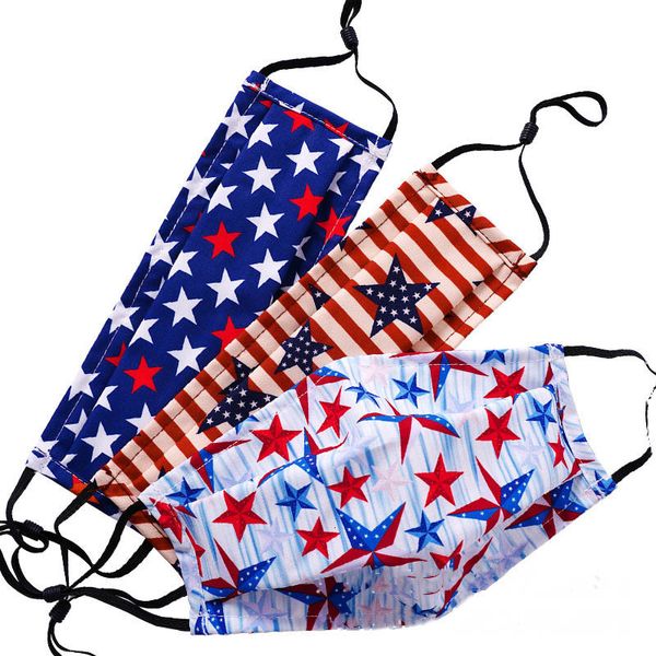 

3 styles american independence day printed anti-dust breathable folding mask three-dimensional men women cotton masks