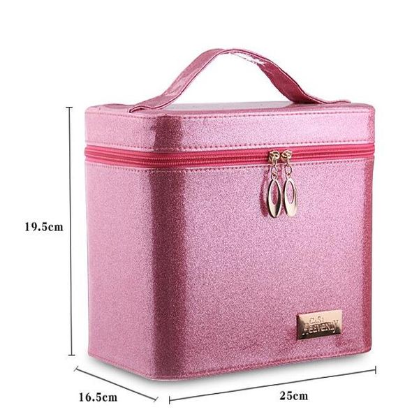 

makeup fashion lady's bag high box case women's heel pattern portable cartoon make up case leather beauty case trunk hand held muk