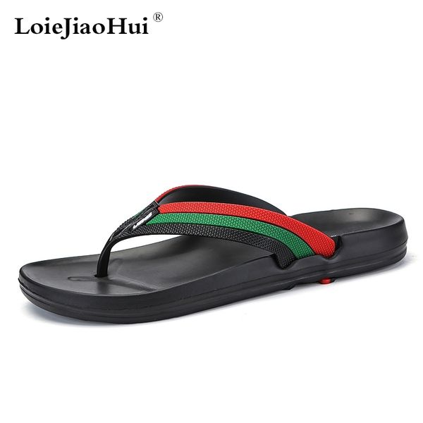 

new summer men leather slippers handmade slip-on flip flops comfortable breathable beach sandals classic casual flats shoes t200408, Black