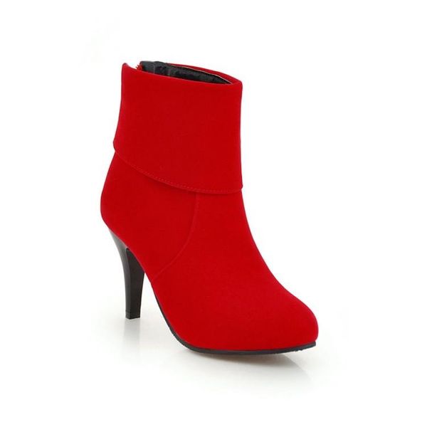 

boots pqecfs big size 31-43 2021 spring & autumn women solid heels ankle 3 colors, Black