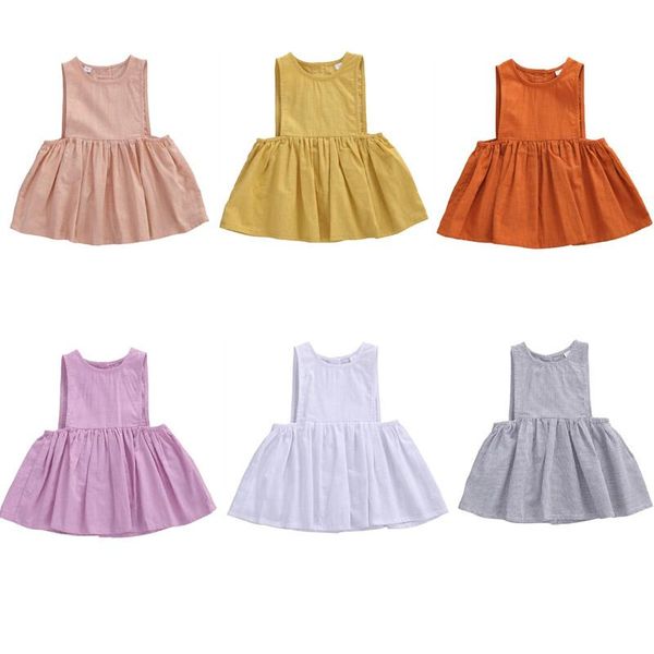 

2020 baby summer clothing 5 colors solid newborn baby girl sleeveless dresses princess hollow newborn dress vestido outfit 0-24m, Red;yellow