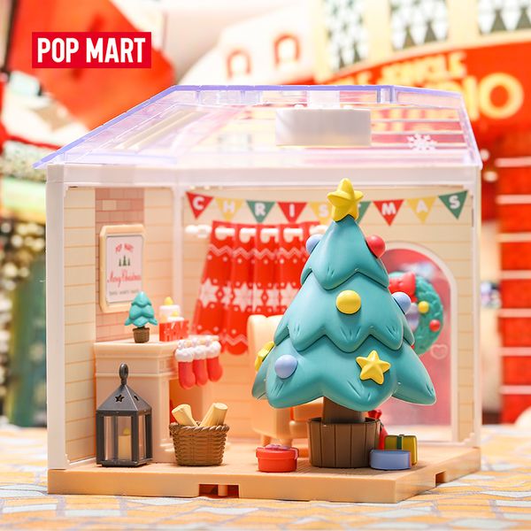 

pop mart merry christmas style pop toy house assembly toy diy sweet wooden miniature doll handmade assembly model house toy q1215