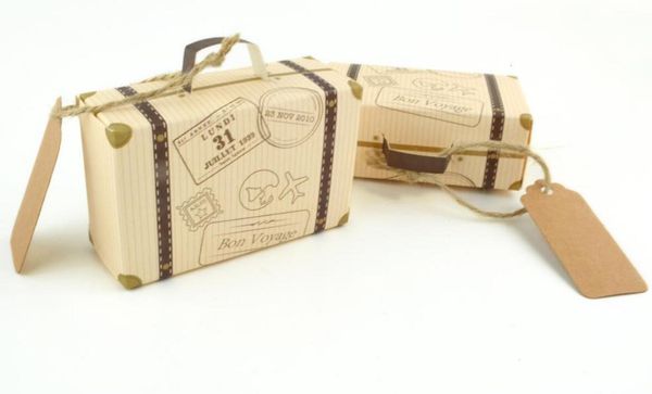 

vintage kraft paper boxes favor chocolate mini suitcase candy sweet bags wedding gift box