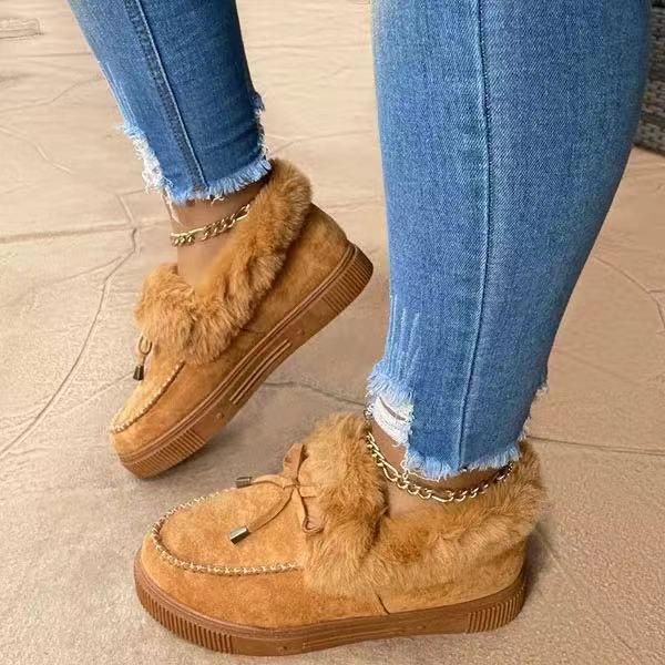 

winter women snow boots natural fur pu leather ankle boots winter comfortable wedges wool women daily warm shoes, Black