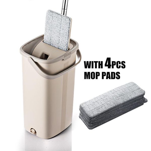 

сжатие руки бесплатная плоская швабровка ведра с ручкой из нержавеющей стали мокрый сухой пол чистка 360 вращающиеся головы с многоразовыми