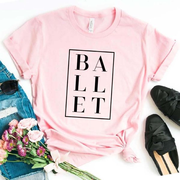 

women t shirt ballet letters print tshirt women short sleeve o neck loose t-shirt ladies causal tee shirt clothes, White