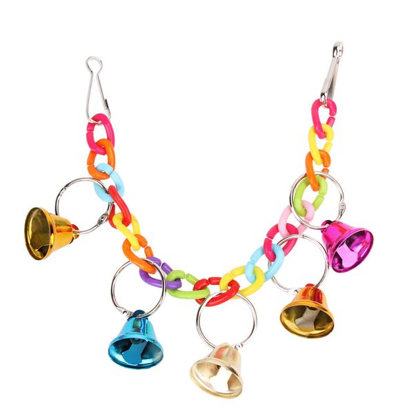 

bird acrylic pet toys chew cage hanging ladder swing ringer bell toys for parrot cockatiel parakeet pet products