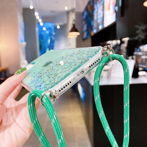 

glitter lanyard strap cord chain shell case for samsung galaxy s30 s20 ultra s10e s10 s9 s8 plus note 20 qylhvf