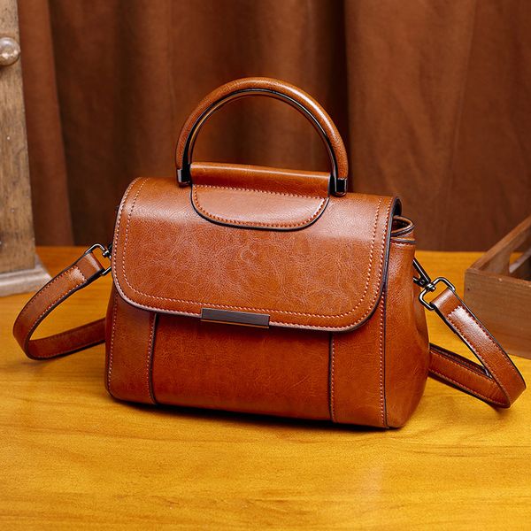 

designer women handbag female oil wax cowhide genuine leather bags handbags ladies portable shoulder bag office lady totes bolsa c0117