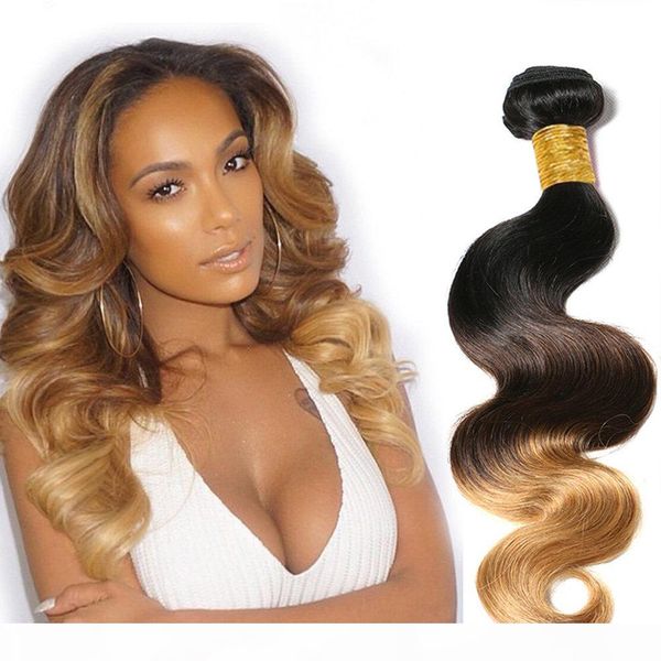 

ombre brazilian virgin hair extensions eco hair products 1b 4 27 brazilian body wave unprocessed human hair weaves 3 bundles lots, Black