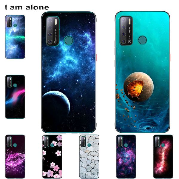 

i am alone phone case for tecno pouvoir 4 pro 2020 mobile cover cute fashion cartoon painted shell bag