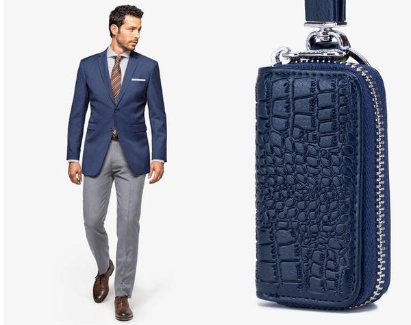 

2020 new car key bag fashion crocodile-print personality male and female universal key bag, Red;blue