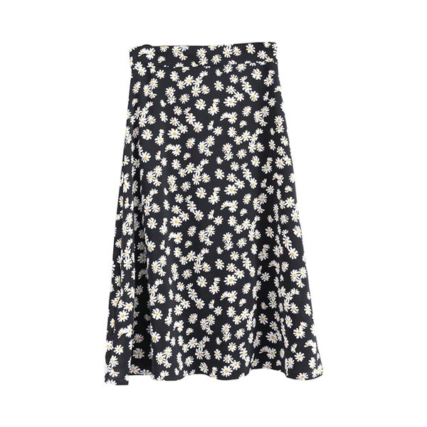 

genayooa chiffon skirts women big size harajuku korean boho skirts for women summer vintage high waist women skirt plus size q1209, Black