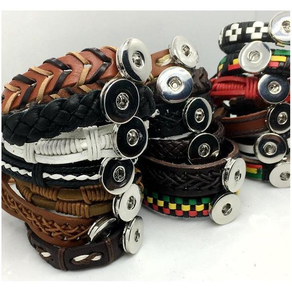 

charm snaps buttons leather bracelet interchangeable ginger snaps buttons wristbands fit 18/20mm noos wmtdcc dh_seller2010, Golden;silver