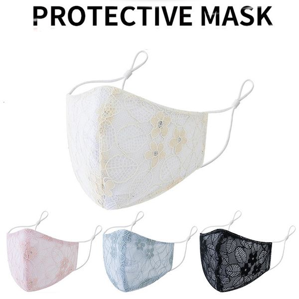 

u5ivcu factory price 2021 designer face adults anti smog flowers lace fashion with diamonds adjustable ear buckle breathable du 5 n