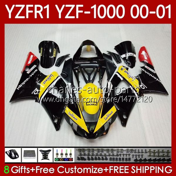 Мотоциклетные тела для Yamaha YZF-R1 YZF-1000 YZF R 1 1000 CC 00-03 Bodywork 83NO.20 YZF R1 1000CC YZFR1 00 01 02 03 YZF1000 2000 2001 2002 2003 OEM обтекатель Kit Yellow Blk