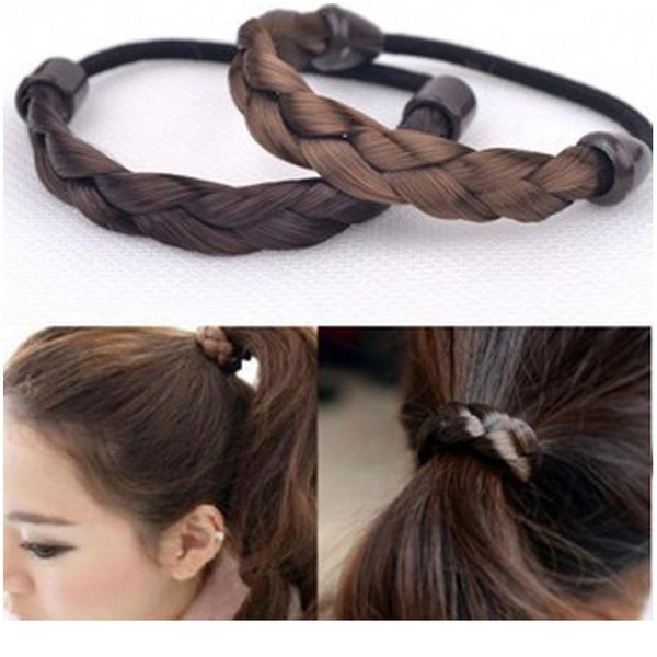 

fashion wig braided hair band for women pigtail type rubber bands korean style hair ring for girl hair extension ponytai bbyllw