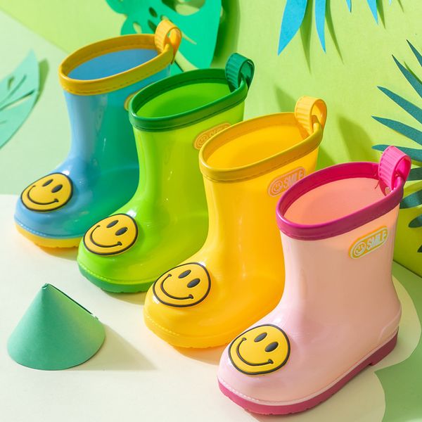 

children rainboots fashion smile toddler shoes kids boys rainy play waterproof boots outdoor rain shoes for baby girls summer q1216, Black;grey