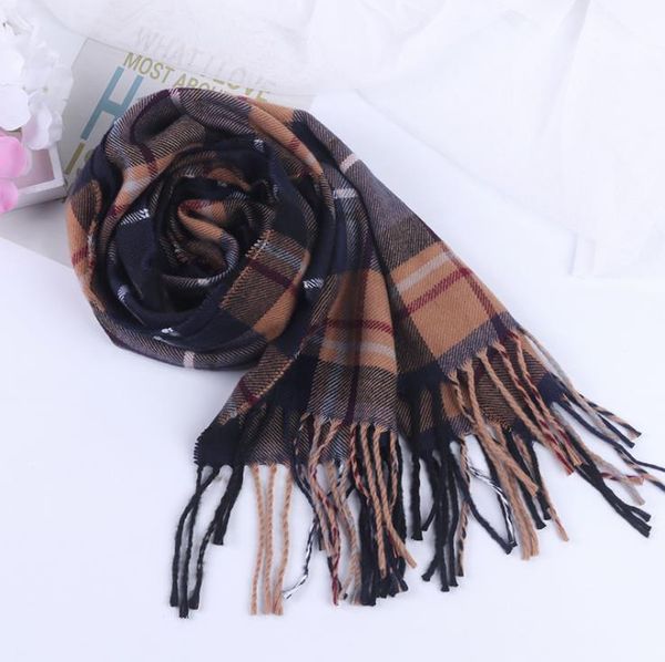 

2021 classic fashion men's and women's scarves thick cashmere scarves neck scarves to send t12282, Blue;gray