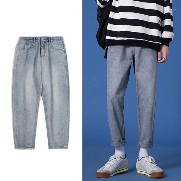 

men's jeans men casual long slim fit jeans mens denim pants trousers streetwear1, Blue