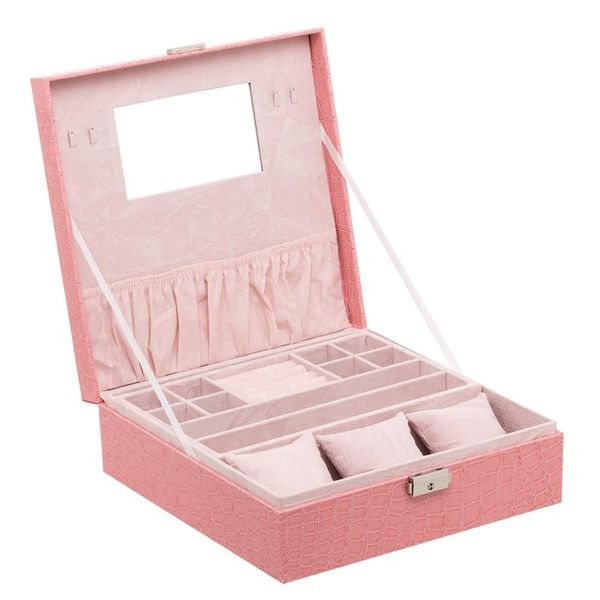 

woman lady girls portable jewelry organizer earring/ring/necklace/watch etc cosmetic storage container box case pink, Pink;blue