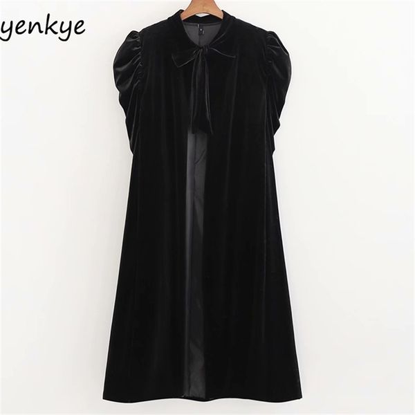 

fashion women vintage black velvet cape coat front tie high neck short sleeve plus size winter outerwear xdwm2739 201210