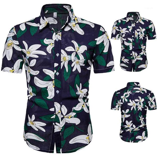 

navy men leaf print shirts casual slim fit cotton mens clothing fashion beach hawaiian shirt chemise homme camisa masculina 3xl1, White;black
