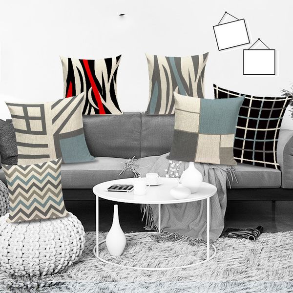 

modern art abstract line cushion cover red patchwork pillowcase geometric cushions home decor bed throw pillow covers almofadas