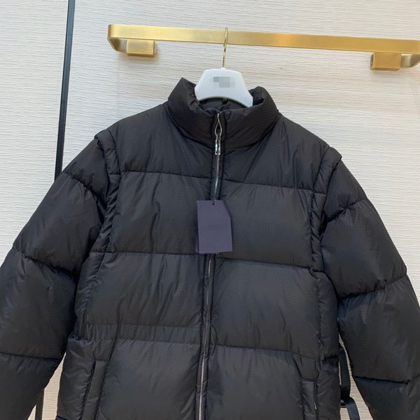 

2021 women's coat black mid-length ladies down jacket with detachable sleeves waistcoat vest zipper down jacket with more wear