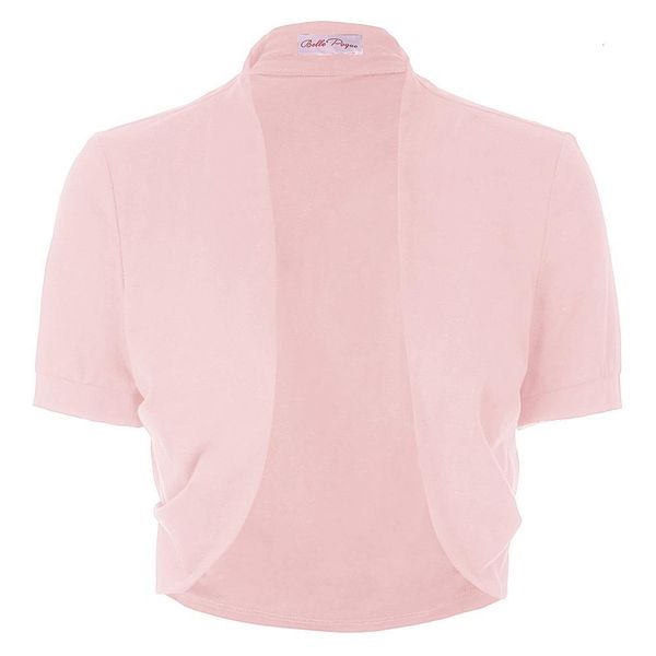 

women's shrug ladies short sleeve pleated sides cotton bolero evening party formal solid color elegant slim coat female, Black;brown