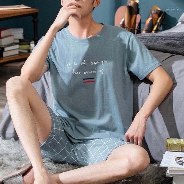 

men's pajama sets summer man pajamas set simple sleepwear short sleeve cotton pajamas for men short pant leisure outwear1, Black;brown