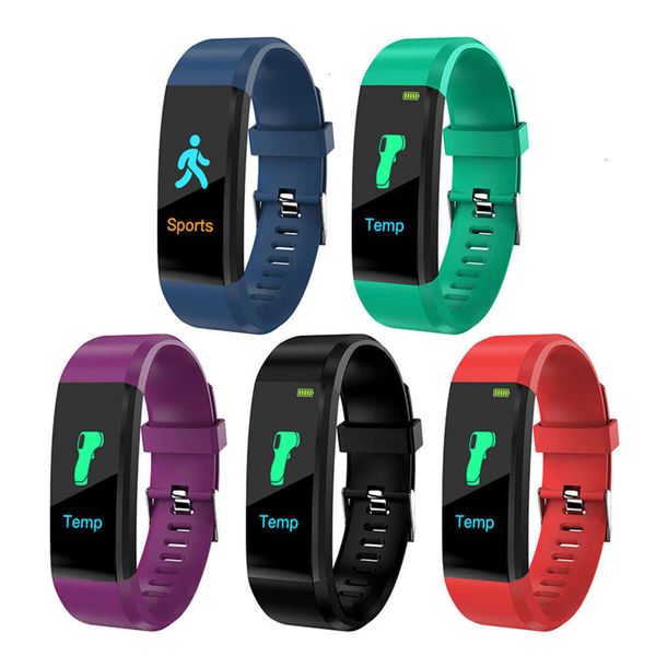 

watch 115plus smart temperature measurement blood prsure exercise wristband blu