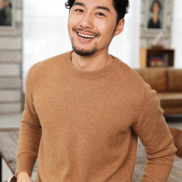 

autumn winter cashmere men sweater o-neck jumper casual solid male wool pullover for man brand warm knitwear, White;black