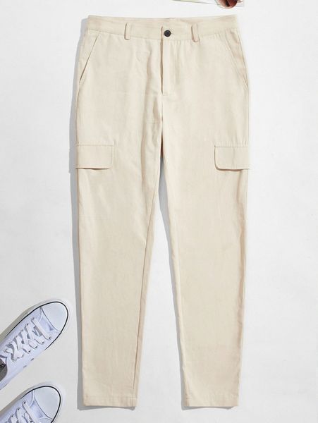 

men flap detail solid pants o4wy#, Black