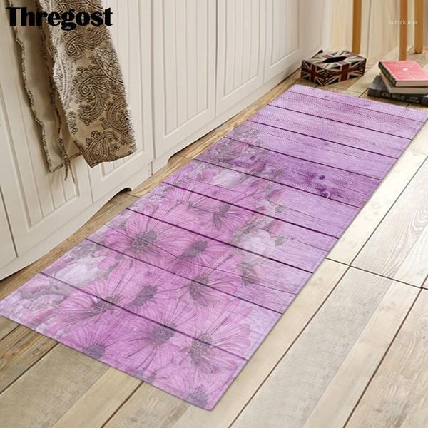 

thregost home mat purple floral print antislip floor mats kitchen rugs washable indoor doormat microfiber bath carpet1