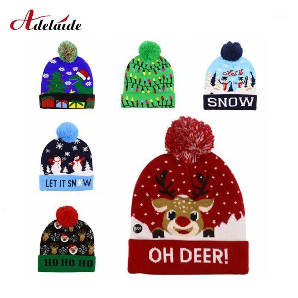 

christmas decorations 2021 led hat warm winter fashion keep santa light up knitted for kid party1