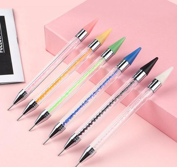 

dual ended nail docting pen crystal bear ручка горный горный гразой шпильки пикера воско-карандаш маникюр блэттер powde sqchov bdehair, Silver