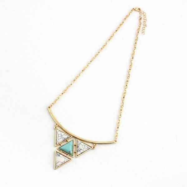 

pendant necklaces melihe steampunk long triangle necklace white green stone & pendants female jewelry sne160172, Silver
