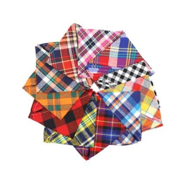 

scarf bandana small large dog bibs washable cozy cotton plaid printing puppy kerchief bow tie pet grooming accessories