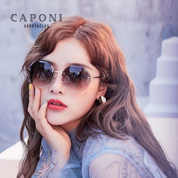

caponi vintage rimless sun glasses женщины 2020 новые круглые ретро солнцезащитные очки алмазные режущие объектив градиентные оттенки для же