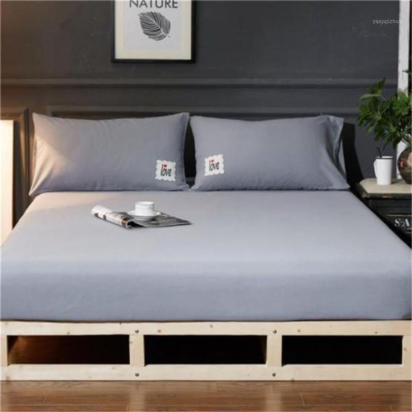 

fitted sheet mattress cover solid color sanding bedding linens bed sheets with elastic band double  size bedsheet 180x200cm1