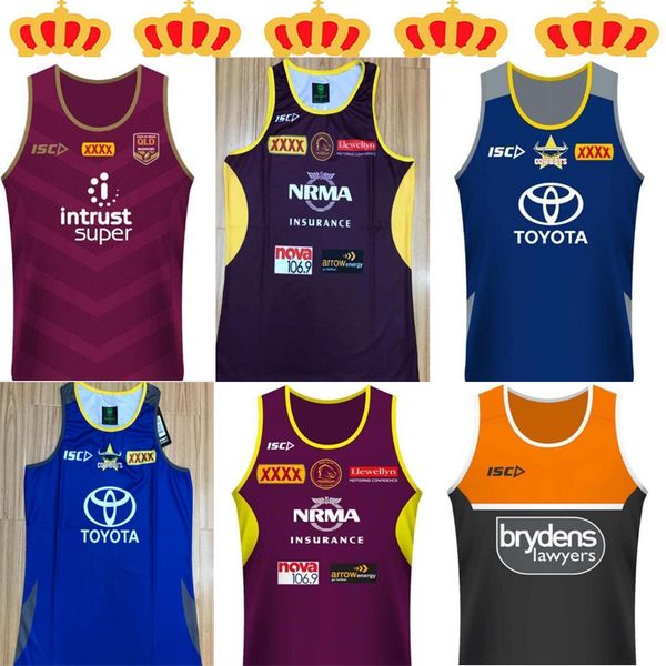 

nen20 21cowboys wests tigers brisbane broncos maroons rugby jerseys singlet new south wales blues state fiji knight eels vest jersey, Black;gray